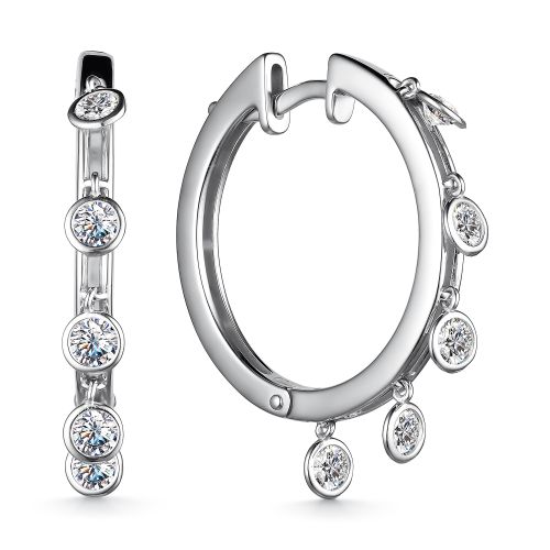 Cercei Creole din argint  cu pietre Cubic Zirconia Incolor