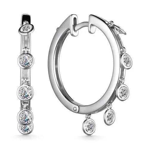 Cercei Creole din argint cu Cubic Zirconia Incolor