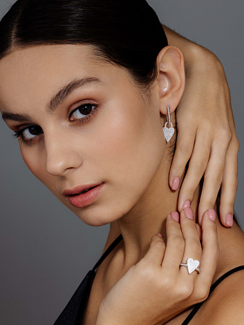 Cercei Creole din argint  cu pietre Cubic Zirconia Incolor