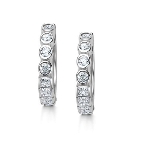Cercei Creole din argint  cu pietre Cubic Zirconia Incolor
