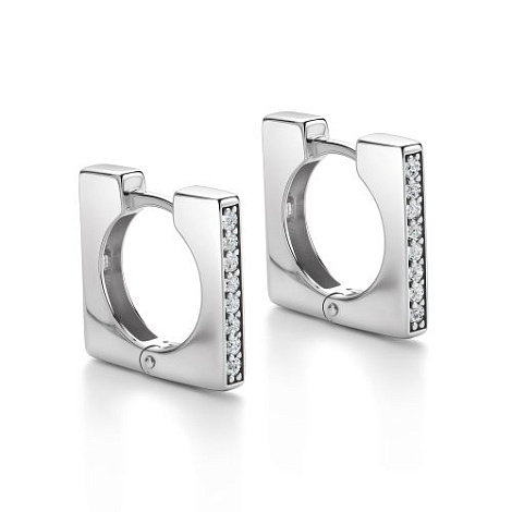 Cercei Creole din argint  cu pietre Cubic Zirconia Incolor