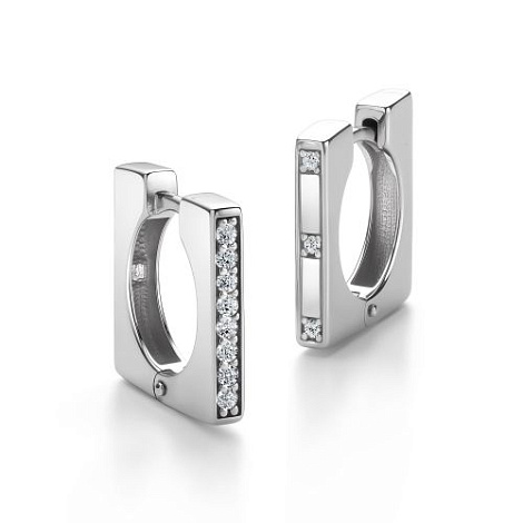 Cercei Creole din argint  cu pietre Cubic Zirconia Incolor