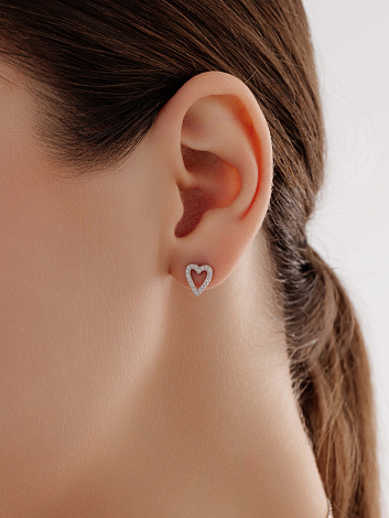 Cercei Pusete din argint  cu pietre Cubic Zirconia Incolor