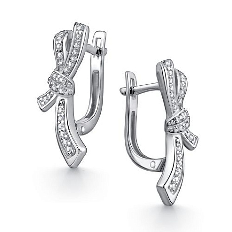 Серьги из серебра с камнями Фианит