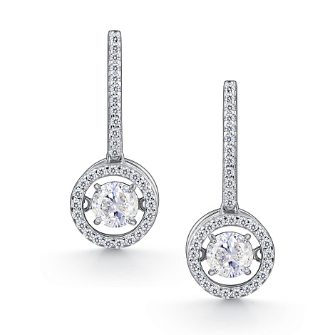 Cercei Suspendați din argint  cu pietre Cubic Zirconia Incolor, Cristal de munte