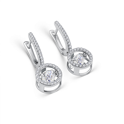 Cercei Suspendați din argint  cu pietre Cubic Zirconia Incolor, Cristal de munte