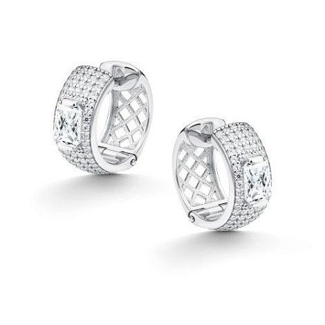 Cercei Creole din argint  cu pietre Cubic Zirconia Incolor