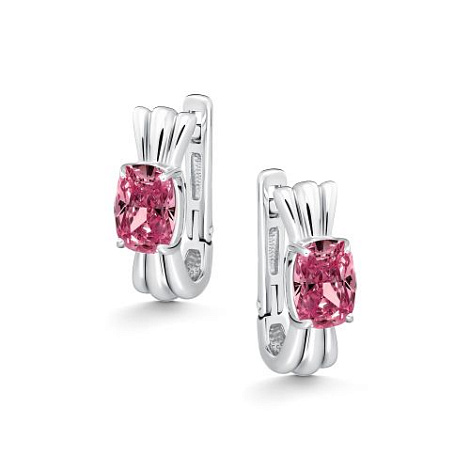 Серьги из серебра с камнями Фианит Розовый