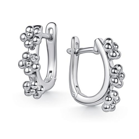 Серьги из серебра с камнями Бриллиант