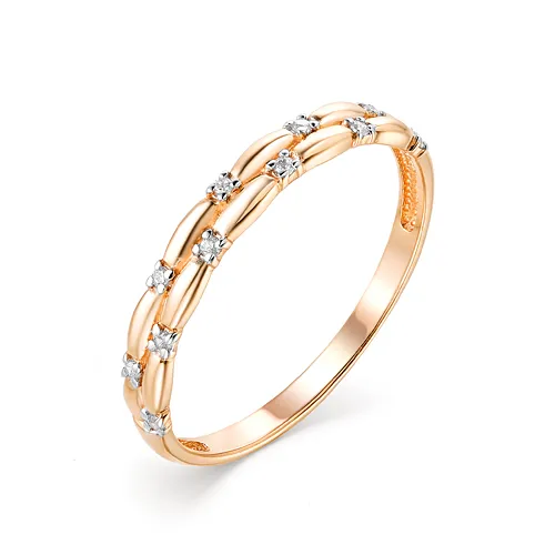 Inel din aur roșu cu Cubic Zirconia Incolor