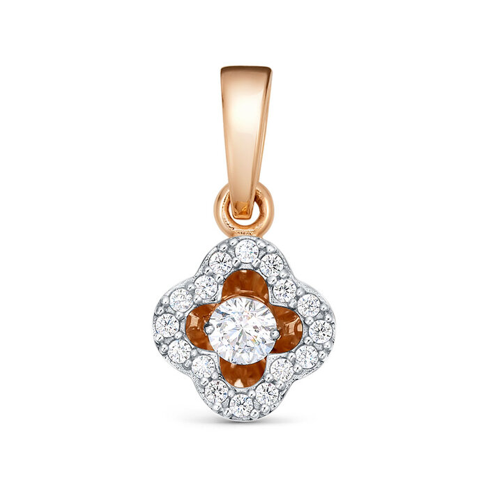 Pandantiv din aur roșu cu pietre Cubic Zirconia Incolor