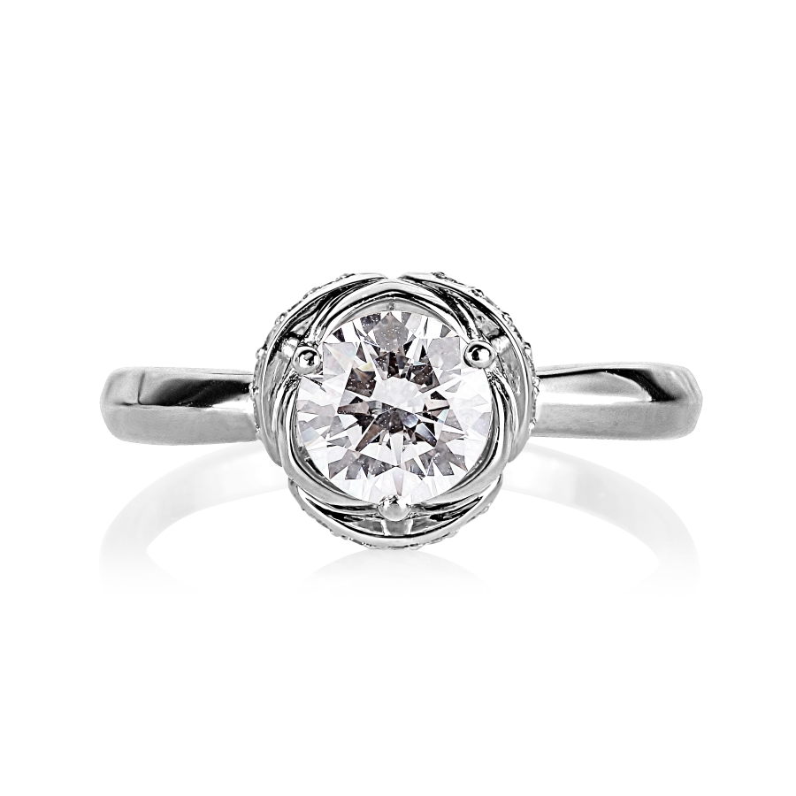 Кольцо из белого золота с камнями Swarovski