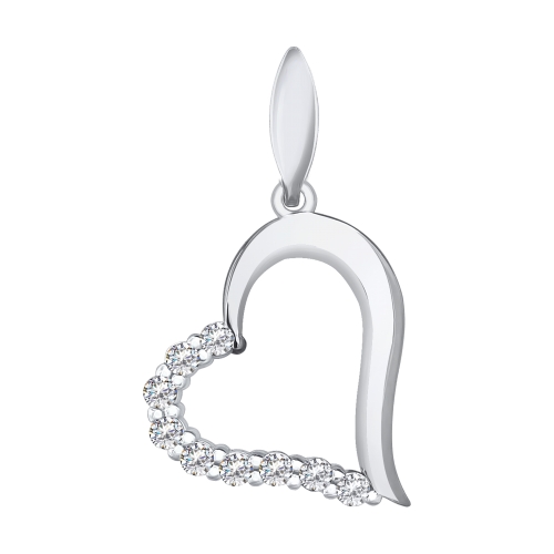 Pandativ love din aur alb cu pietre Cubic zirconia