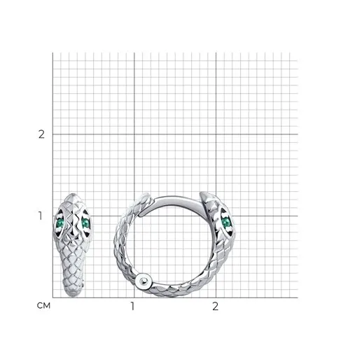 Cercei Creole din argint cu Cubic Zirconia Verde