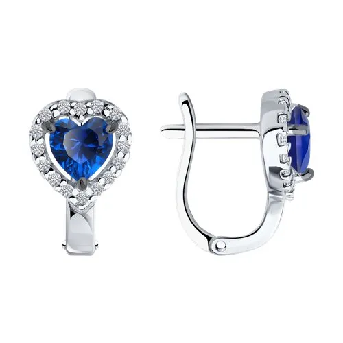 Cercei din argint cu Cubic Zirconia Incolor, Cubic Zirconia Albastru Safir