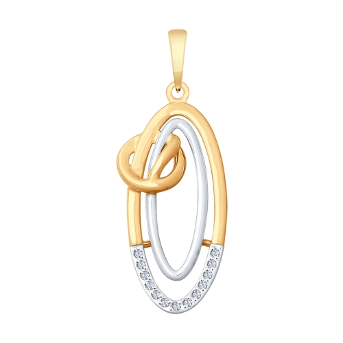 Pandantiv din aur roșu cu pietre Cubic zirconia