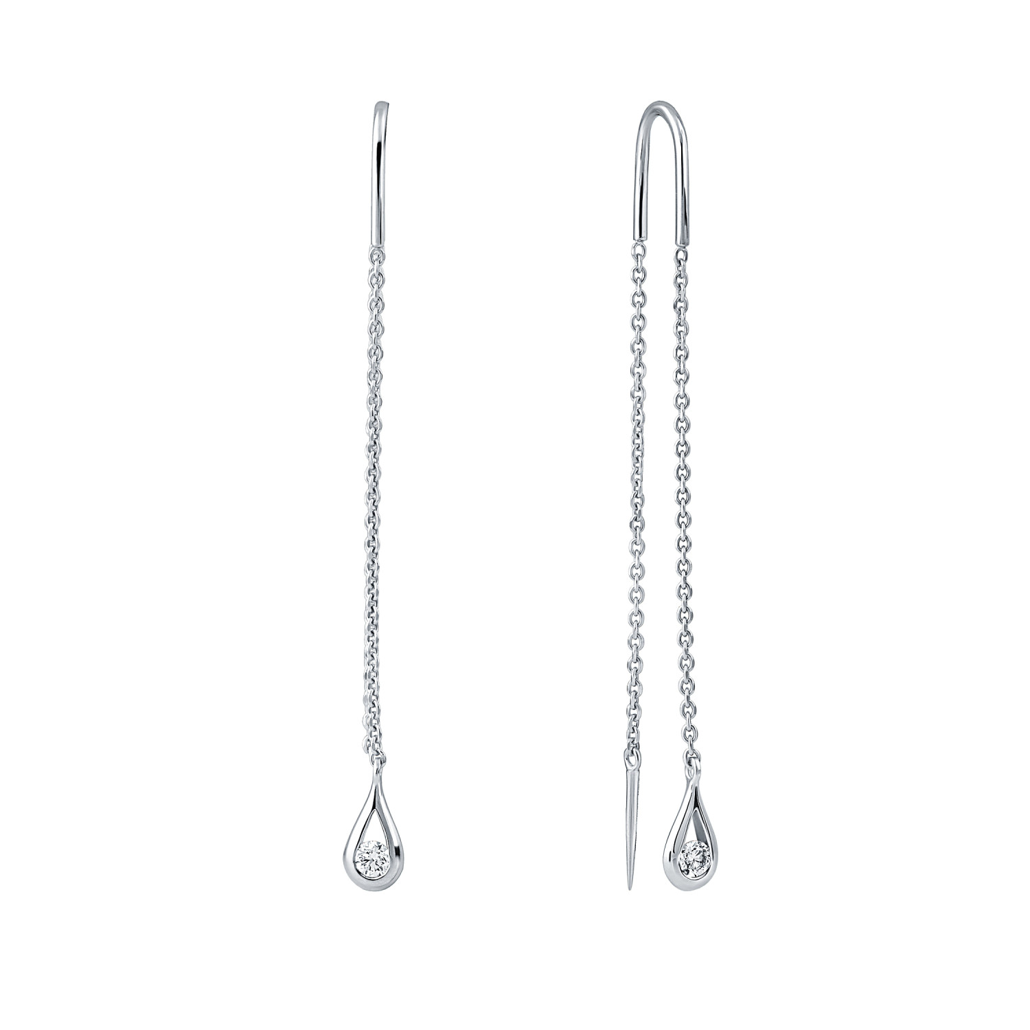 Cercei Lanț din aur alb cu pietre Diamant