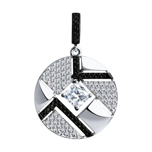 Pandantiv din aur alb cu Cubic Zirconia Incolor, Cubic Zirconia Negru și Swarovski