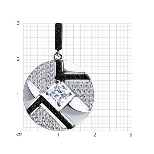 Pandantiv din aur alb cu pietre Cubic Zirconia Incolor, Cubic Zirconia Negru și Swarovski