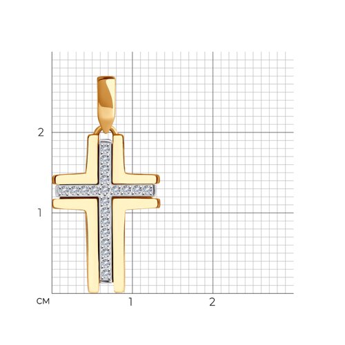 Cruce din aur roșu cu pietre Cubic Zirconia Incolor