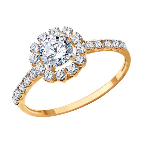 Inel din aur roșu cu pietre Cubic Zirconia Incolor