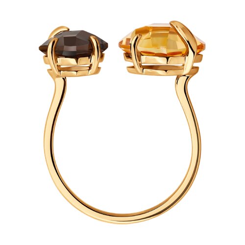 Inel din aur roșu cu pietre Cuarț fumuriu, Citrin