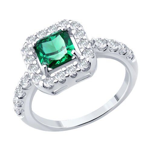 Inel din argint  cu pietre Cubic Zirconia Incolor, Cubic Zirconia Verde