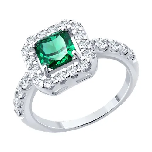 Inel din argint cu Cubic Zirconia Incolor, Cubic Zirconia Verde
