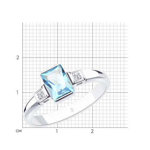 Inel din aur alb cu pietre Cubic Zirconia Incolor, Topaz Swiss