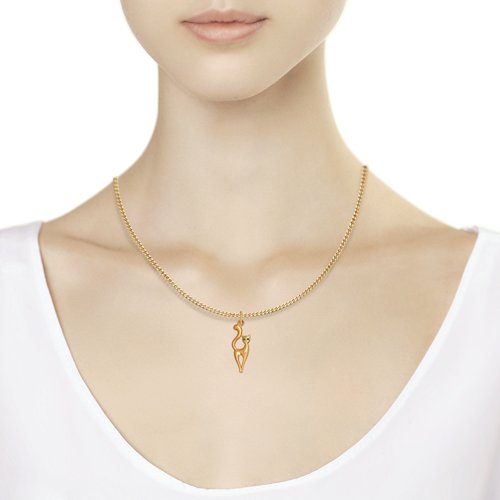 Pandantiv din aur roșu cu pietre Cubic Zirconia Verde