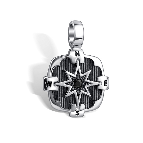 Pandantiv din argint  cu pietre Cubic Zirconia Negru, Emailare