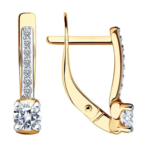 Cercei din aur roșu cu Cubic Zirconia Incolor