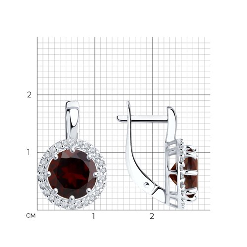 Cercei din argint  cu pietre Cubic Zirconia Incolor, Granat