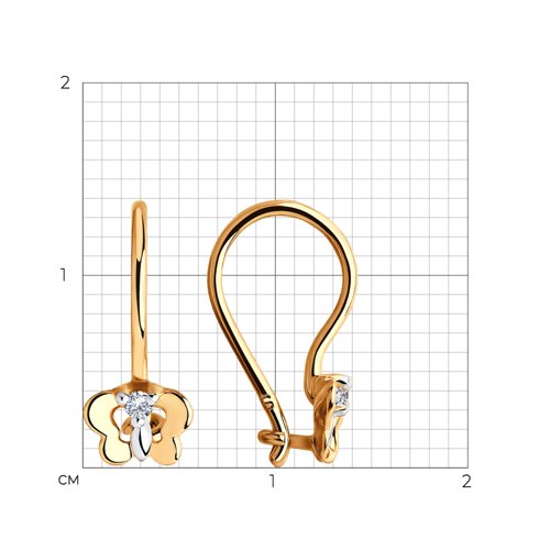 Cercei p-u copii din aur roșu cu pietre Cubic Zirconia Incolor