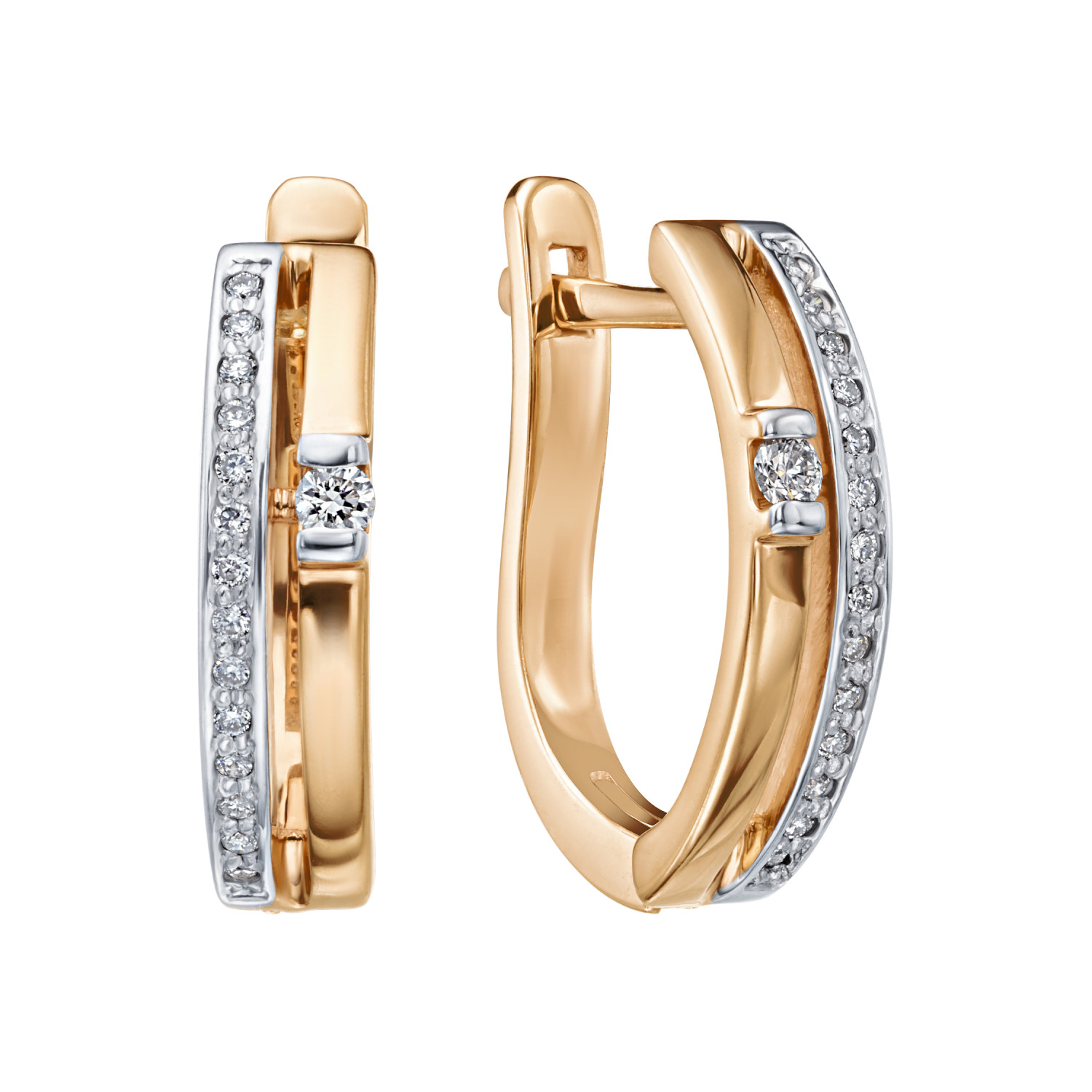 Серьги из красного золота с камнями Бриллиант