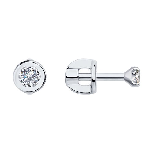 Cercei Pusete din aur alb cu pietre Diamant