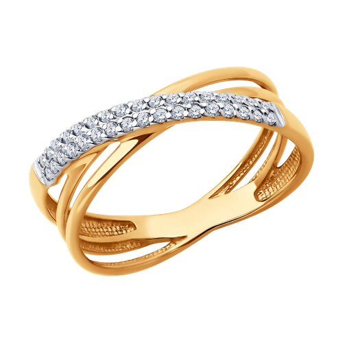 Inel din aur roșu cu pietre Cubic Zirconia Incolor