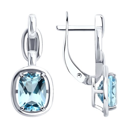 Cercei din argint  cu pietre Topaz albastru