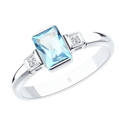 Inel din aur alb cu Cubic Zirconia Incolor, Topaz Swiss