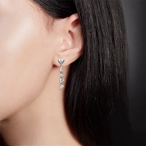 Cercei Pusete din aur alb cu Cubic Zirconia Incolor