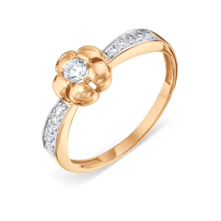 Inel din aur roșu cu Cubic Zirconia Incolor
