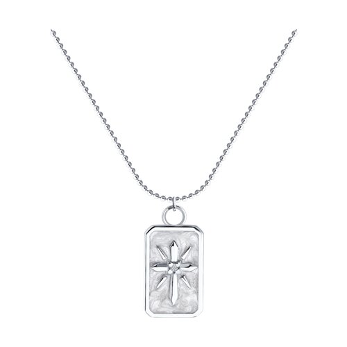 Colier din argint  cu pietre Cubic Zirconia Incolor, Emailare