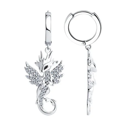 Cercei Creole din argint cu Cubic Zirconia Incolor, Emailare