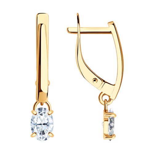 Cercei Suspendați din aur roșu cu pietre Cubic Zirconia Incolor