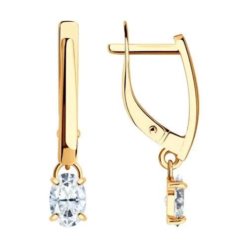 Cercei Suspendați din aur roșu cu Cubic Zirconia Incolor