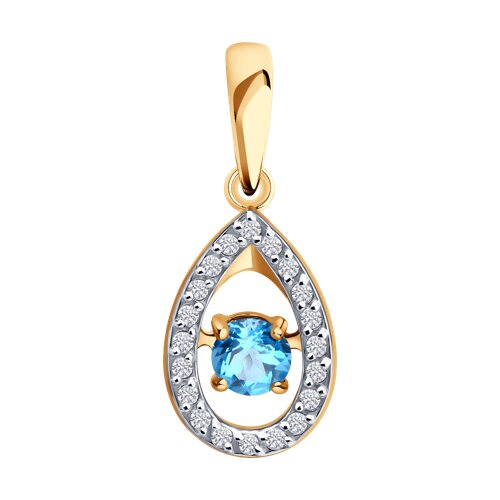 Pandantiv din aur roșu cu pietre Cubic Zirconia Incolor, Topaz Swiss