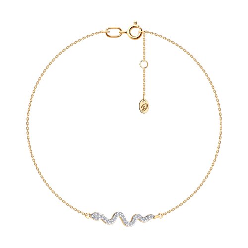 Браслет из красного золота с камнями Фианит