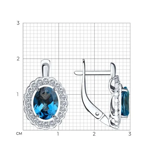 Cercei din aur alb cu Cubic Zirconia Incolor, Topaz London