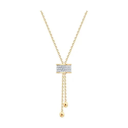Colier din aur roșu cu Cubic Zirconia Incolor, Silicon