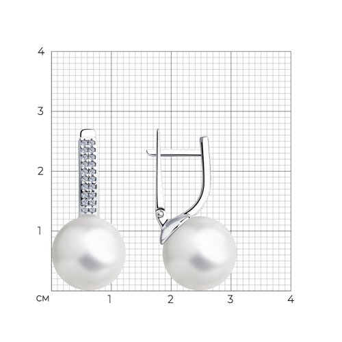 Cercei din argint  cu pietre Cubic Zirconia Incolor, Perla Imit.